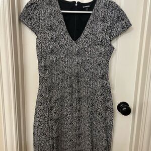 Express Black and White knee length sheath dress, size medium